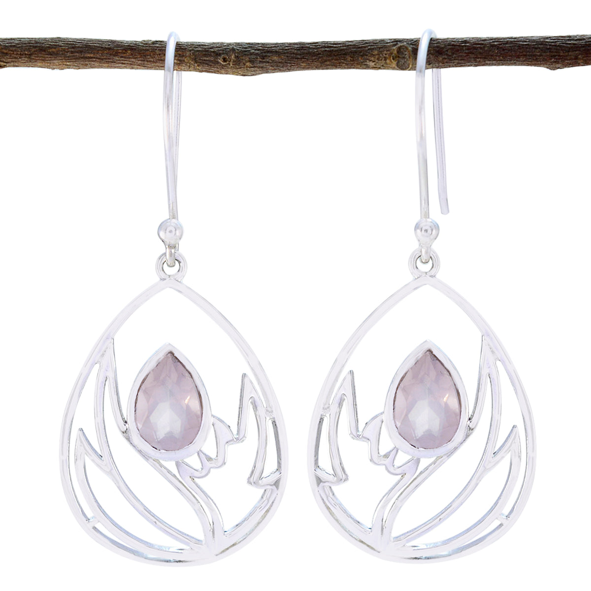 Rose-Quartz-Middle-Eastern-Nora-Solitaire-Dangle-Pink-92.5-Silver-Earring