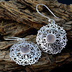 Rose-Quartz-French-Natalie-Solitaire-Dangle-Pink-925-Sterling-Silver-Earring