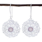 Rose-Quartz-French-Natalie-Solitaire-Dangle-Pink-925-Sterling-Silver-Earring