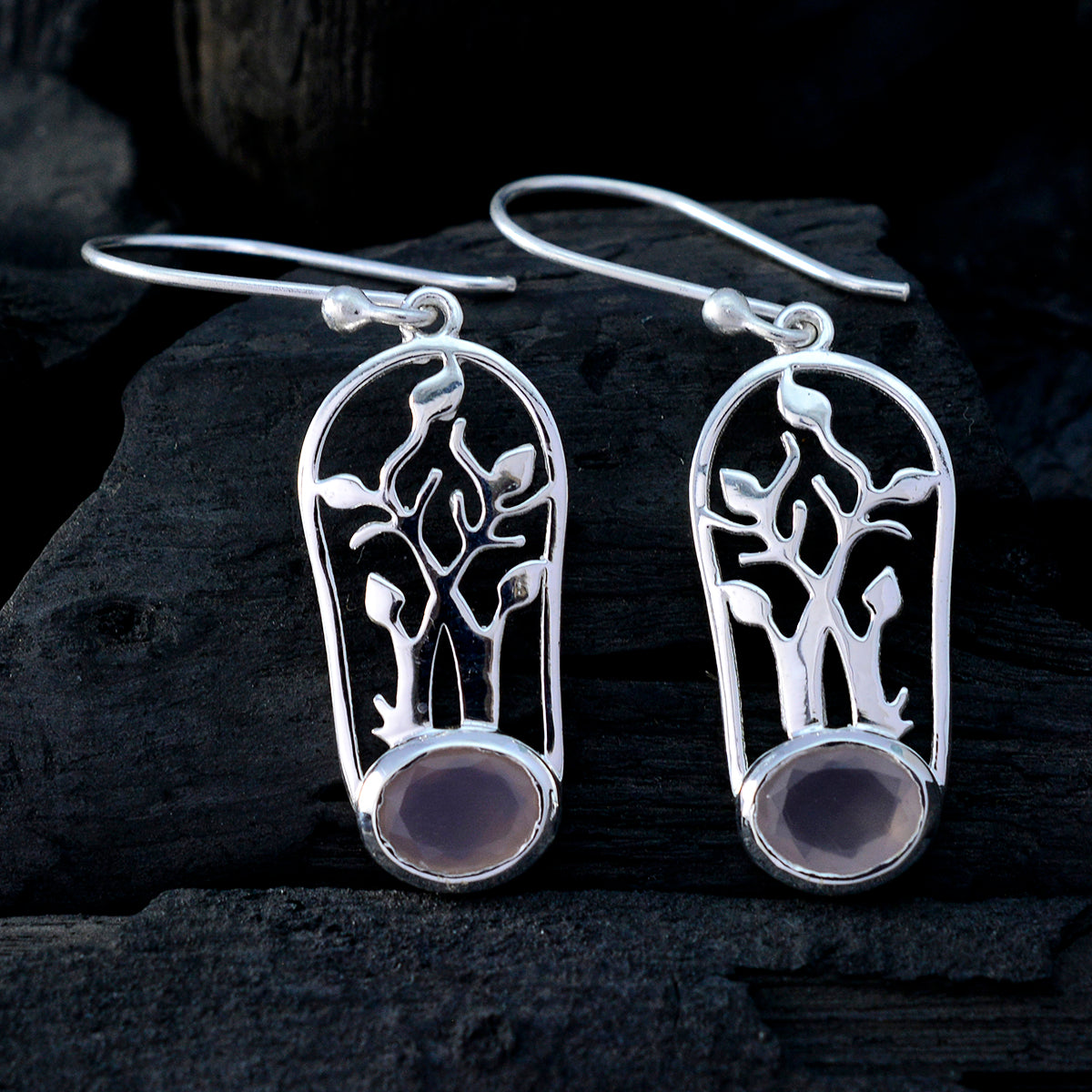 Rose-Quartz-Mexican-Sofia-Solitaire-Dangle-Pink-Sterling-Silver-Earring