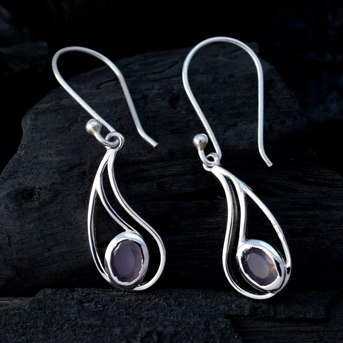 Boucles d'oreilles pendantes en argent sterling rose avec solitaire Nova mexicain en quartz rose Image secondaire du produit
