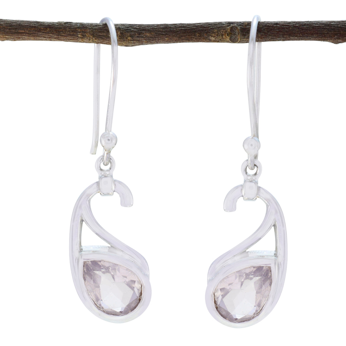 Rose-Quartz-Australian-Olivia-Solitaire-Dangle-Pink-92.5-Silver-Earring