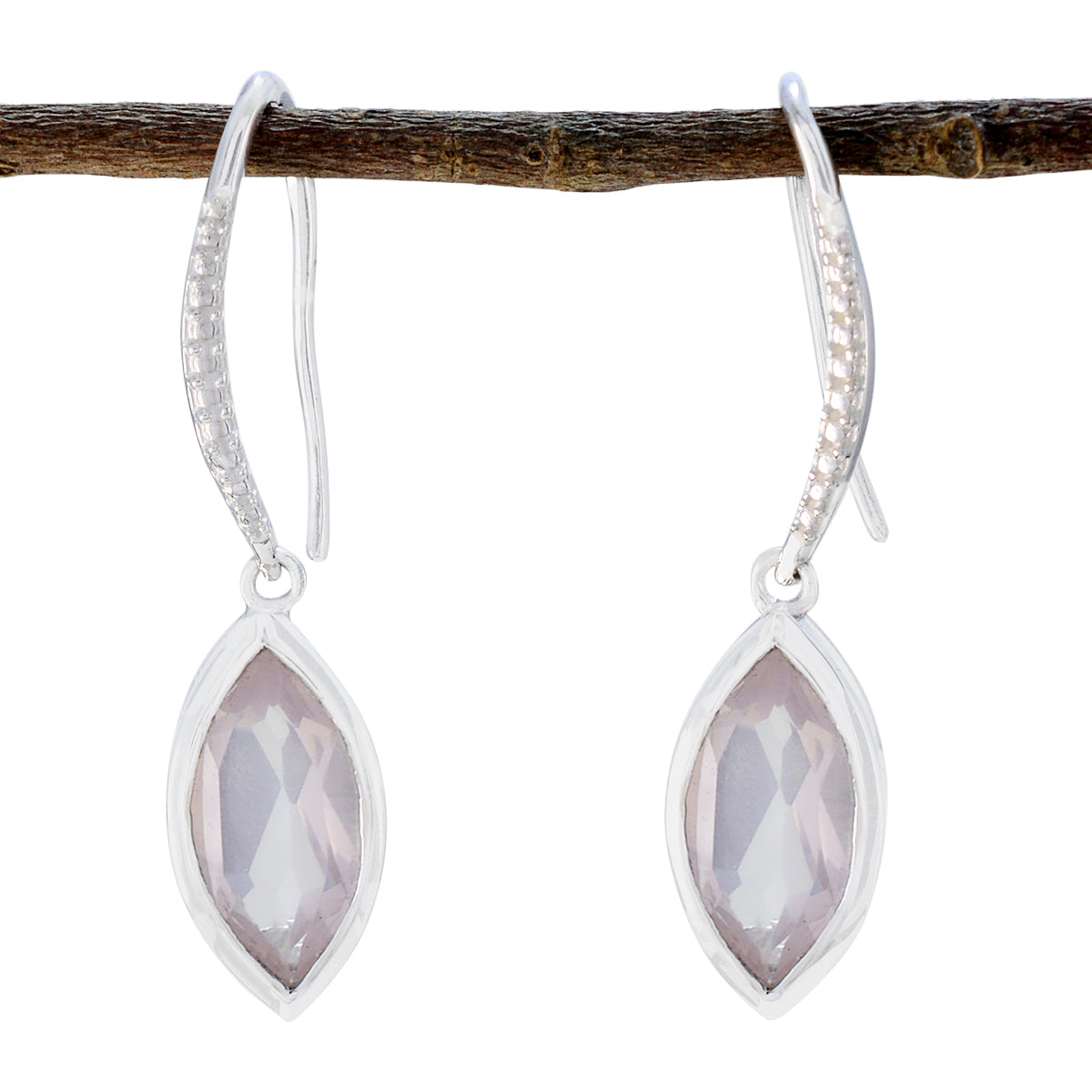 Rose-Quartz-Spanish-Pauline-Solitaire-Dangle-Pink-925-Silver-Earring Main image