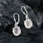 Rose-Quartz-French-Riley-Solitaire-Dangle-Pink-Silver-Earring