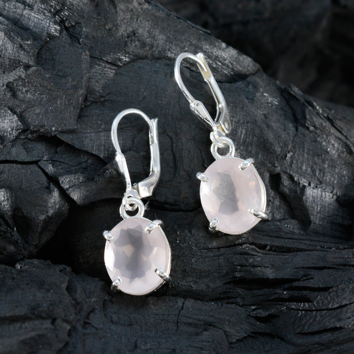 Rose-Quartz-French-Riley-Solitaire-Dangle-Pink-Silver-Earring