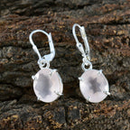 Rose-Quartz-French-Riley-Solitaire-Dangle-Pink-Silver-Earring