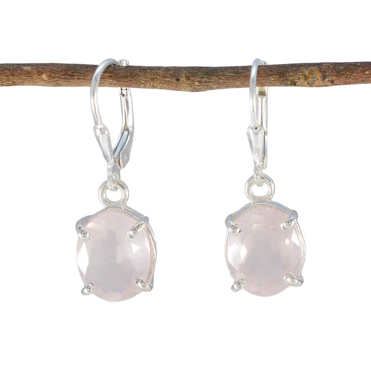 Rose-Quartz-French-Riley-Solitaire-Dangle-Pink-Silver-Earring