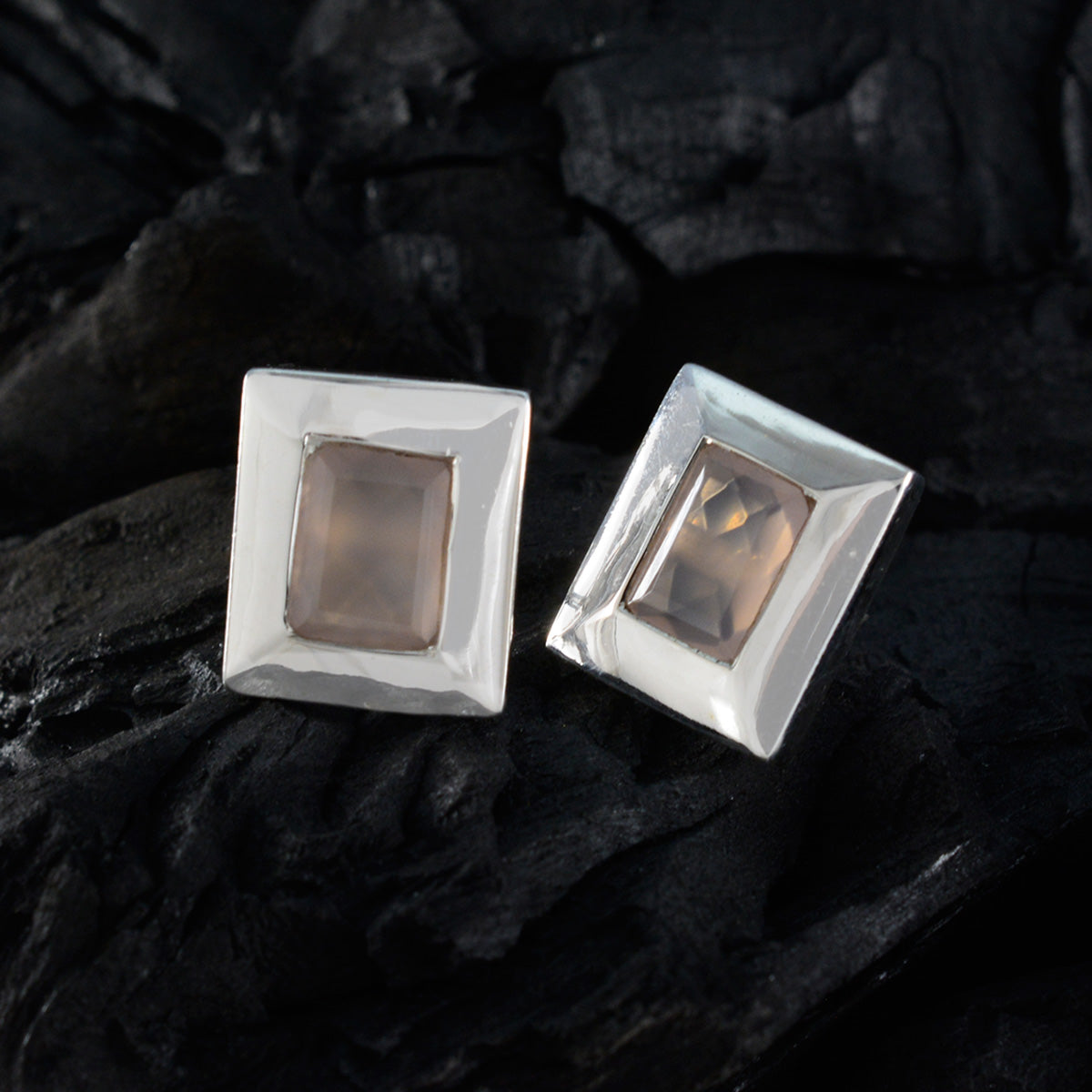 Rose-Quartz-Latin-American-Lorena-Solitaire-Stud-Pink-925-Silver-Earring