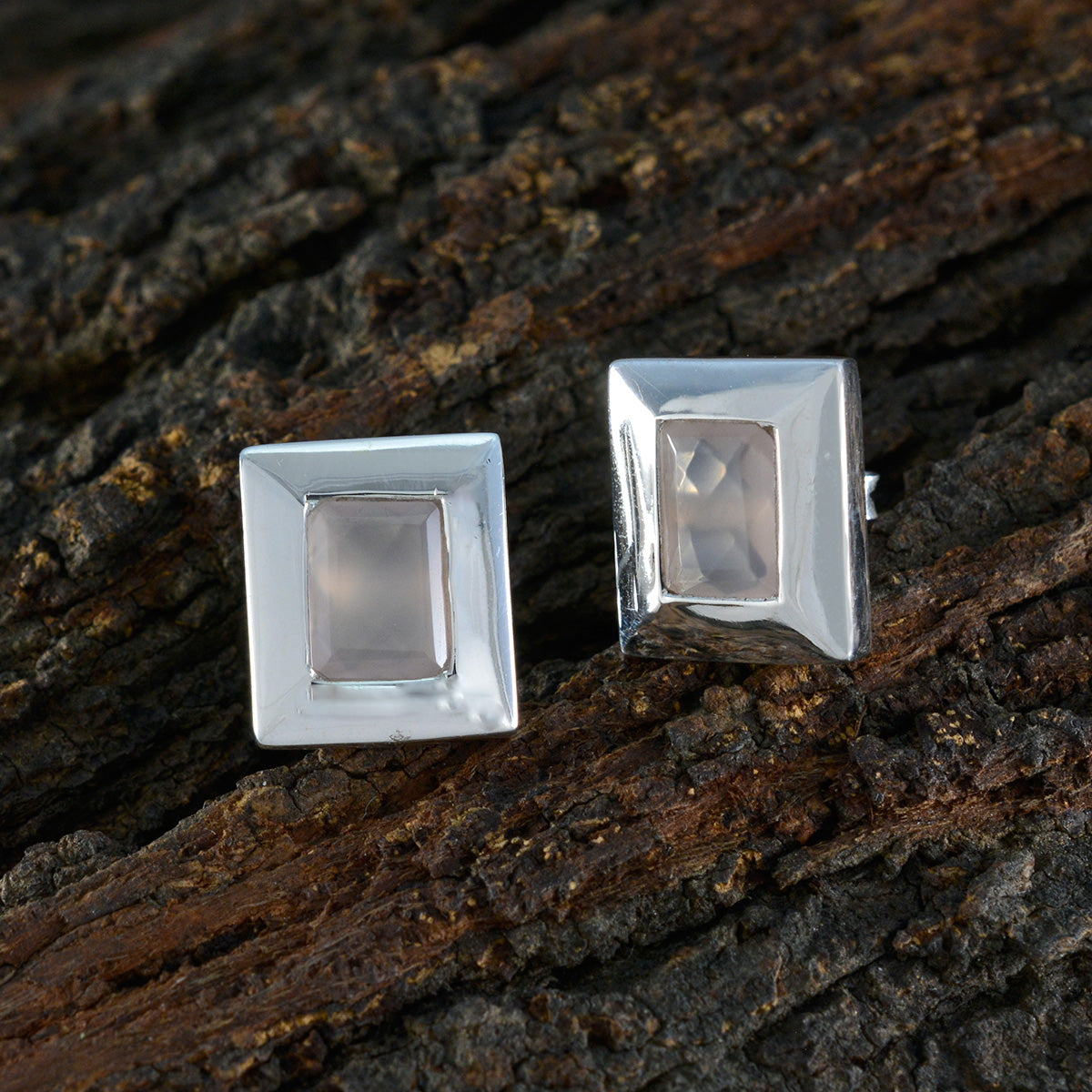 Rose-Quartz-Latin-American-Lorena-Solitaire-Stud-Pink-925-Silver-Earring