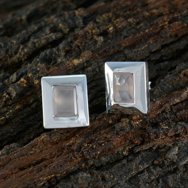 Rose-Quartz-Latin-American-Lorena-Solitaire-Stud-Pink-925-Silver-Earring