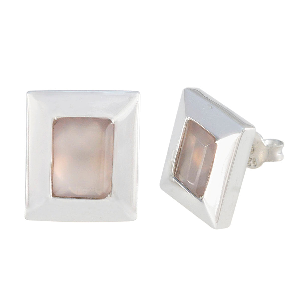 Rose-Quartz-Latin-American-Lorena-Solitaire-Stud-Pink-925-Silver-Earring