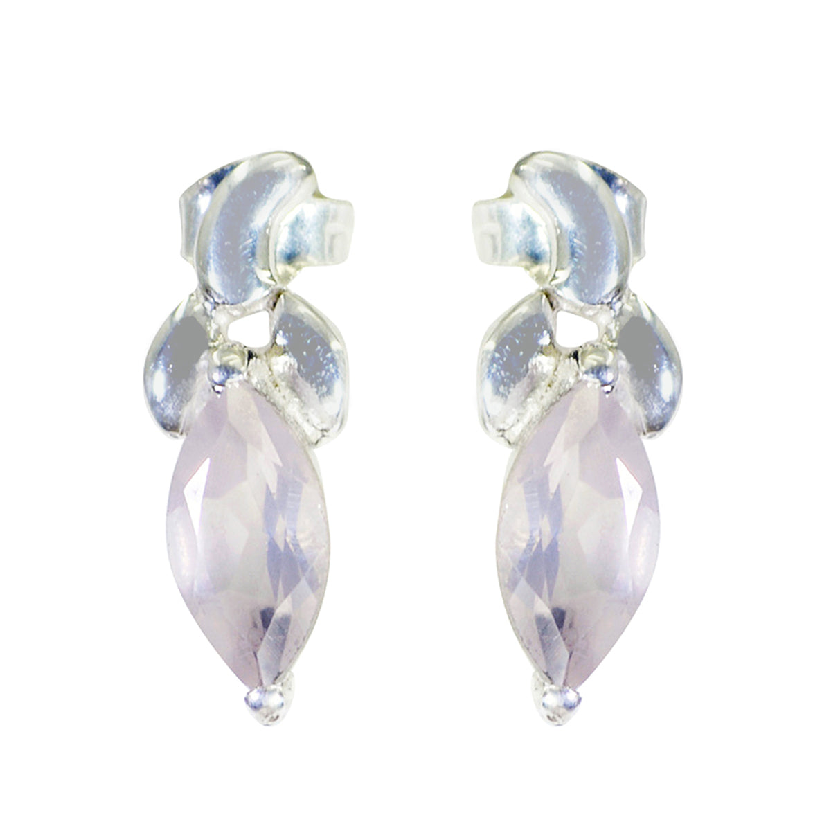 Rose-Quartz-Moroccan-Skylar-Solitaire-Stud-Pink-925-Sterling-Silver-Earring Image principale du produit