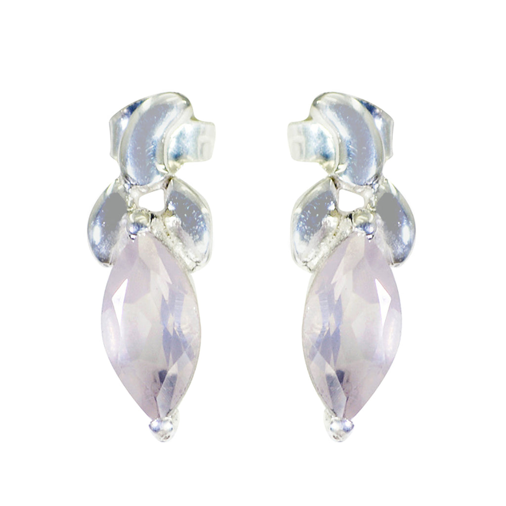Rose-Quartz-Moroccan-Skylar-Solitaire-Stud-Pink-925-Sterling-Silver-Earring
