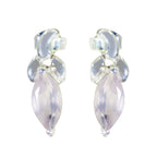 Rose-Quartz-Moroccan-Skylar-Solitaire-Stud-Pink-925-Sterling-Silver-Earring