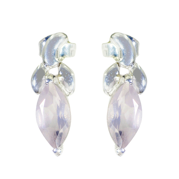 Rose-Quartz-Moroccan-Skylar-Solitaire-Stud-Pink-925-Sterling-Silver-Earring