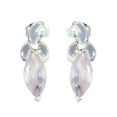 Rose-Quartz-Moroccan-Skylar-Solitaire-Stud-Pink-925-Sterling-Silver-Earring