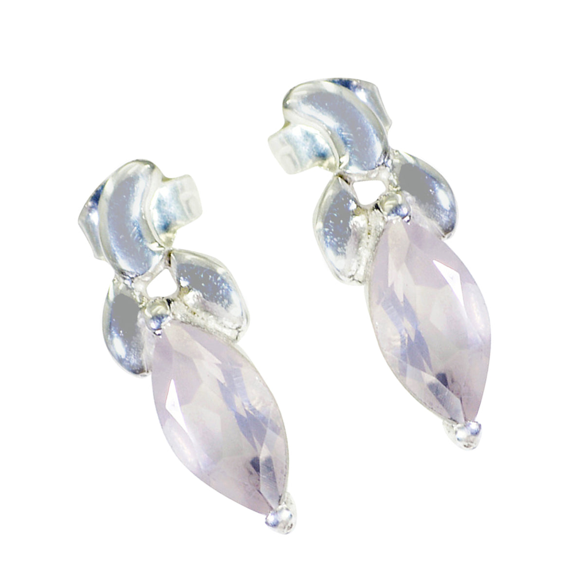 Rose-Quartz-Moroccan-Skylar-Solitaire-Stud-Pink-925-Sterling-Silver-Earring