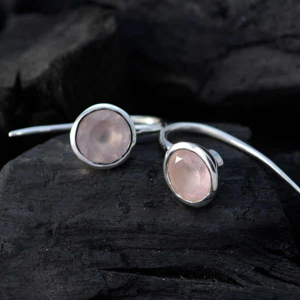 Rose-Quartz-Egyptian-Sofia-Solitaire-Dangle-Pink-925-Silver-Earring