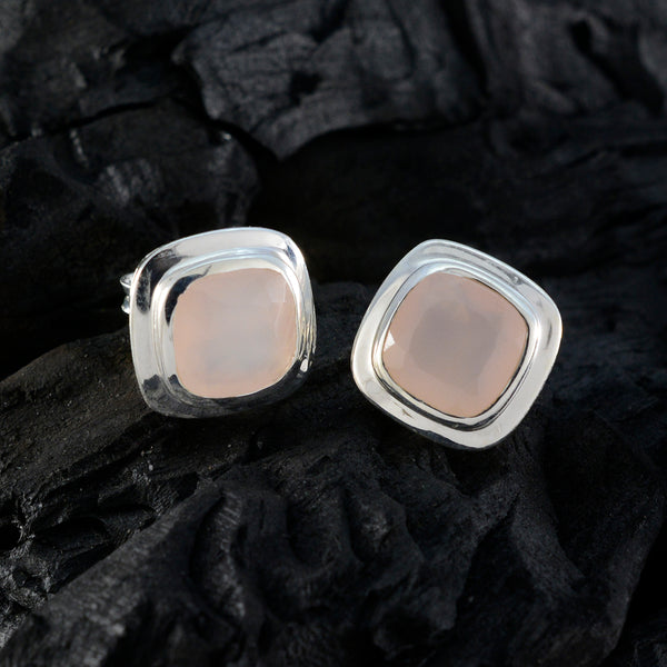 Rose-Quartz-American-Sophia-Solitaire-Stud-Pink-925-Sterling-Silver-Earring