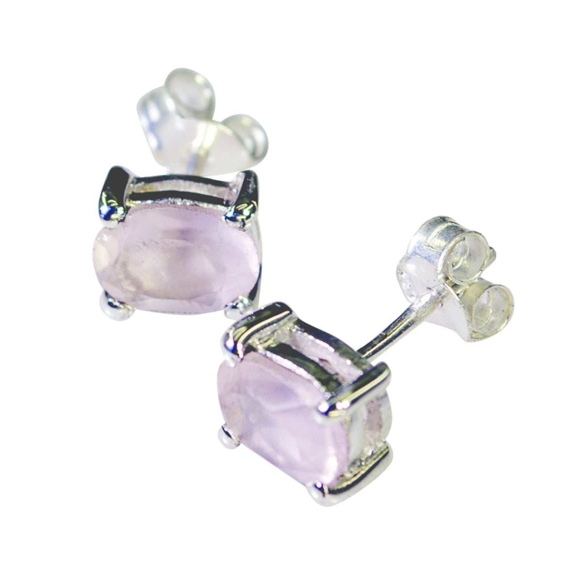 Rose-Quartz-Korean-Bruna-Solitaire-Stud-Pink-Sterling-Silver-Earring