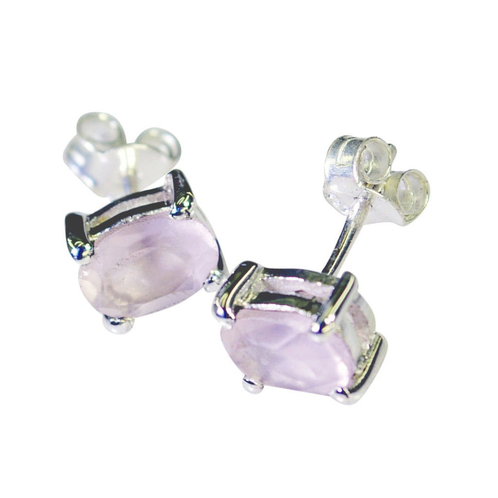 Rose-Quartz-Korean-Bruna-Solitaire-Stud-Pink-Sterling-Silver-Earring