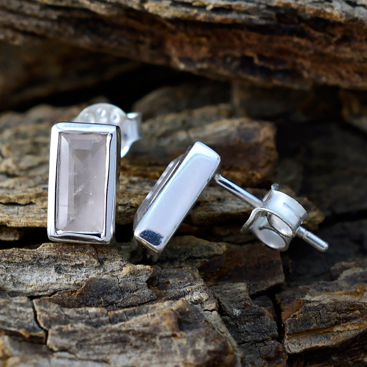 Rose-Quartz-Australian-Hazel-Solitaire-Stud-Pink-92.5-Silver-Earring