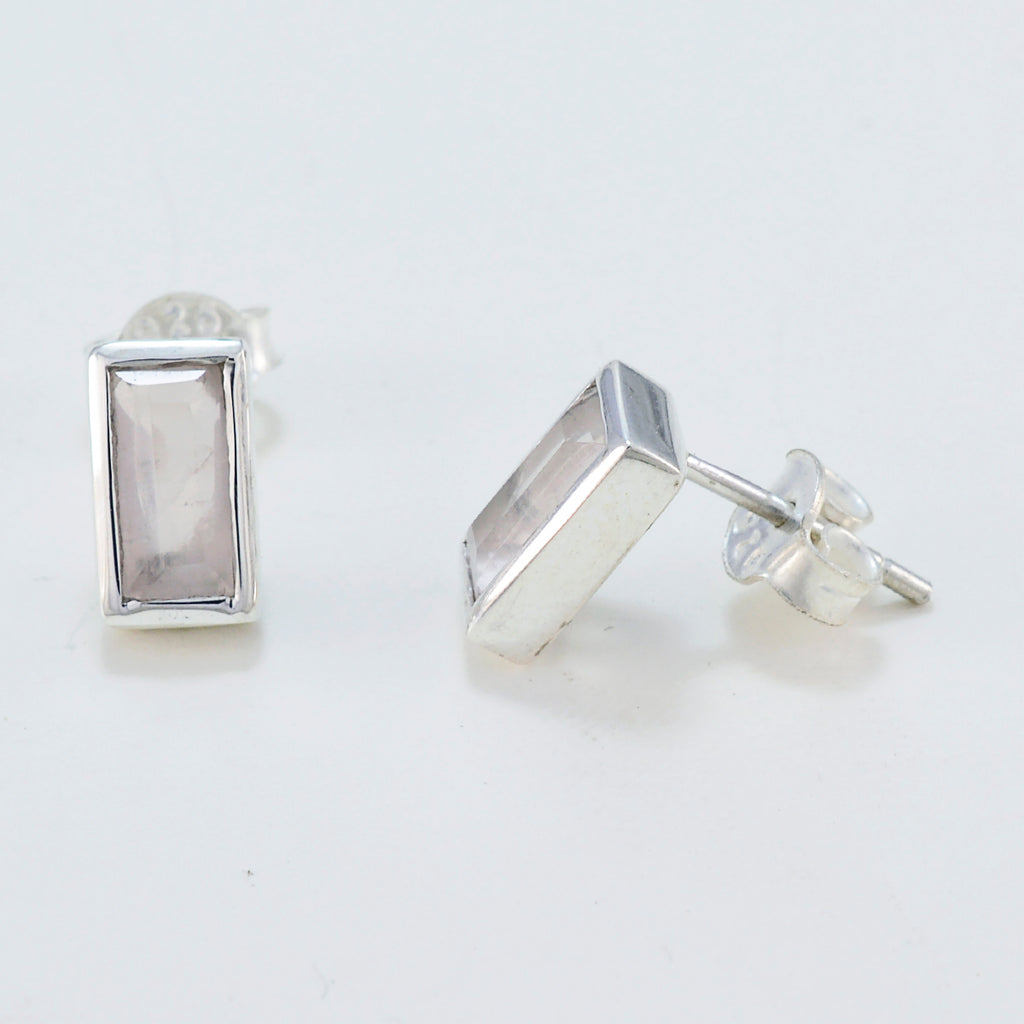 Rose-Quartz-Australian-Hazel-Solitaire-Stud-Pink-92.5-Silver-Earring