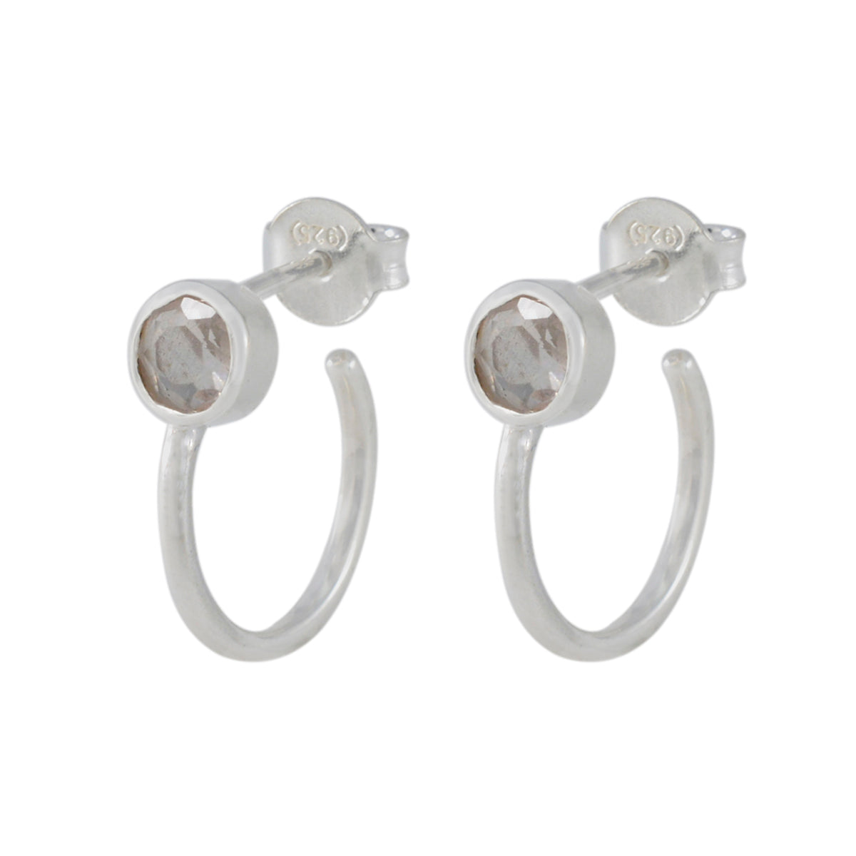 Rose-Quartz-American-Josephine-Solitaire-Stud-Pink-92.5-Silver-Earring Imagen principal del producto