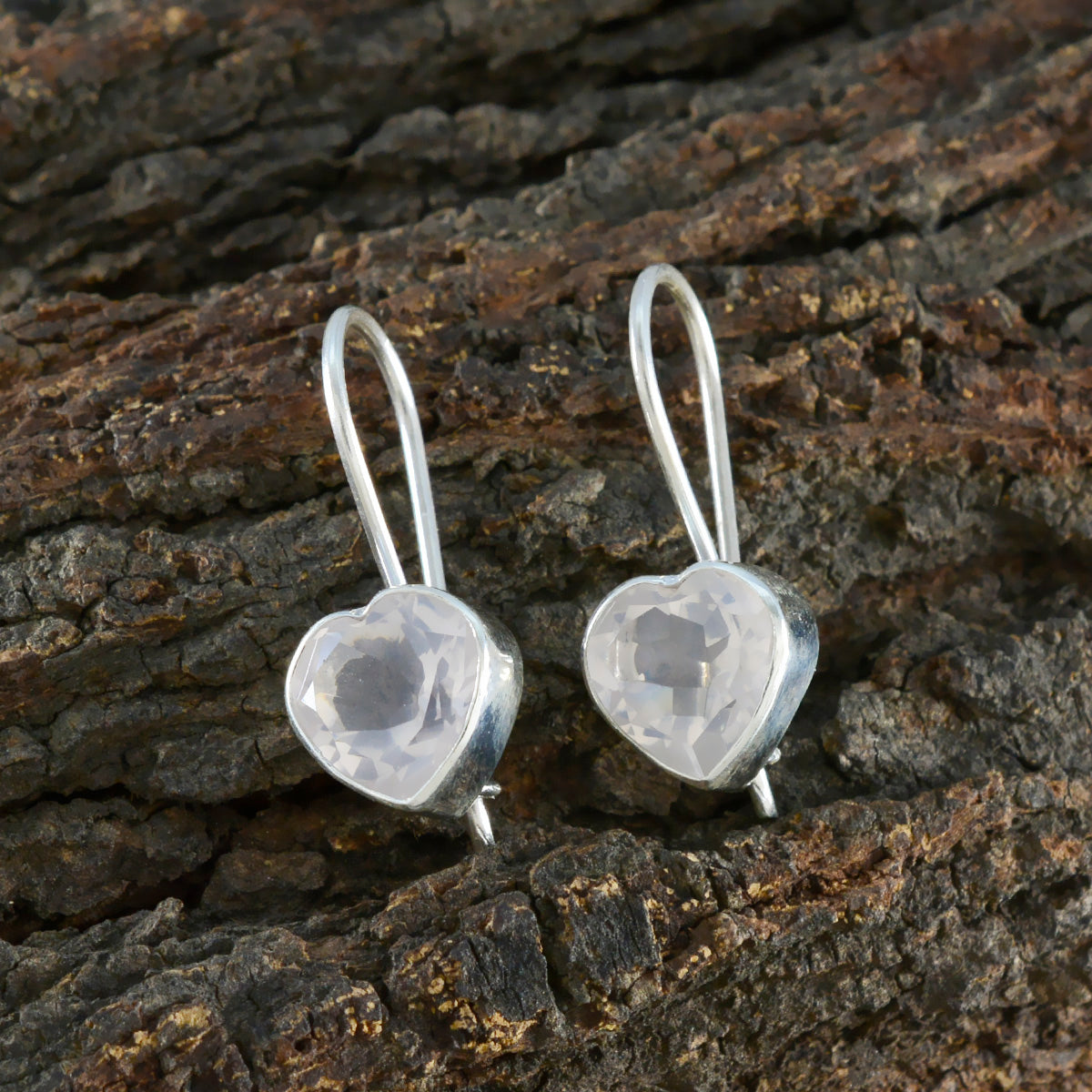 Boucles d'oreilles pendantes en argent 92,5 avec solitaire Stella en quartz rose coréen Image secondaire du produit