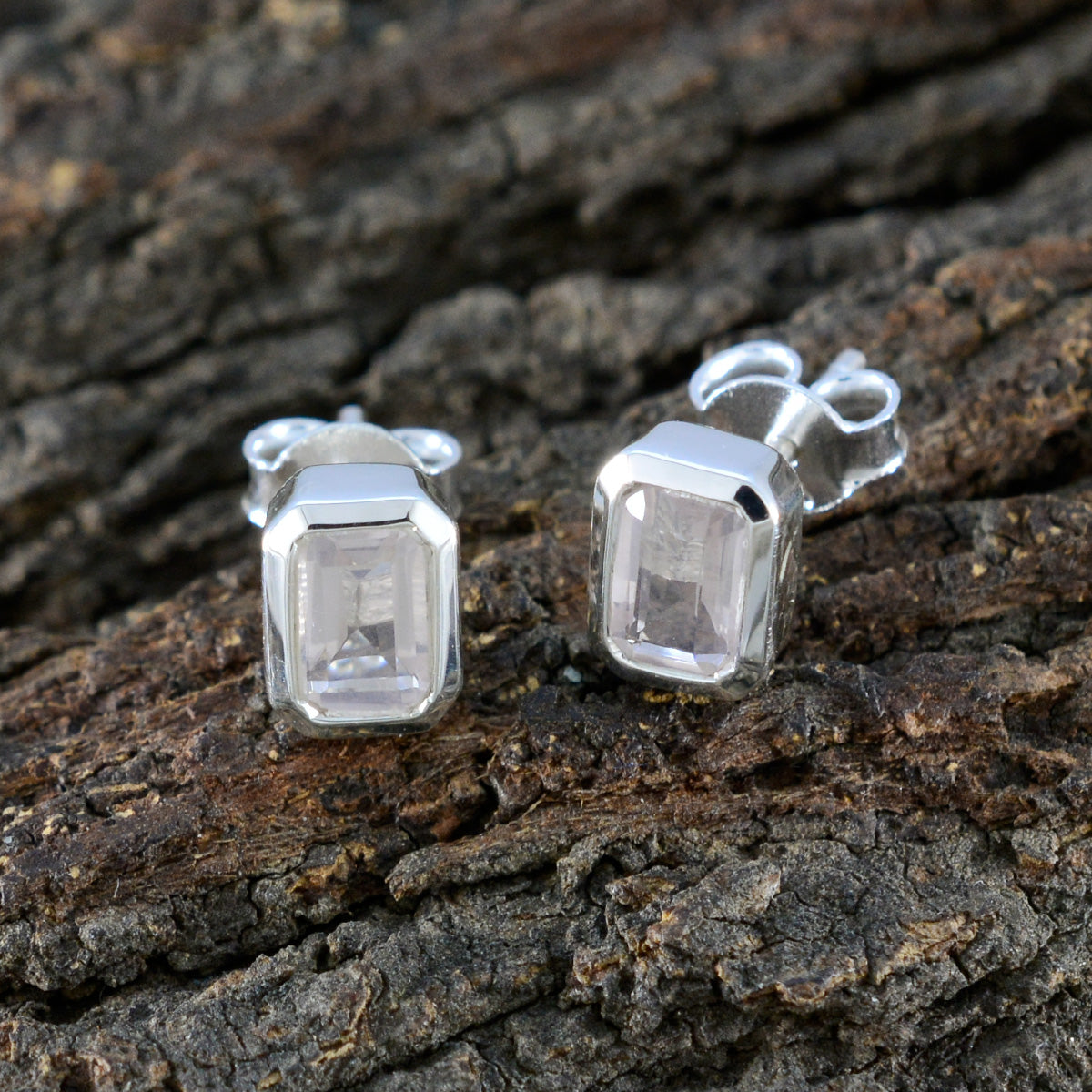 Rosenquarz-Naher Osten-Micaela-Solitär-Ohrstecker-Pink-92,5-Silber-Ohrring