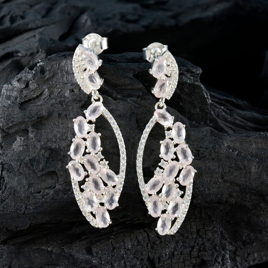 Rose-Quartz-American-Aiko-multiple-Stud-Pink-925-Silver-Earring