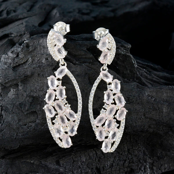 Rose-Quartz-American-Aiko-multiple-Stud-Pink-925-Silver-Earring