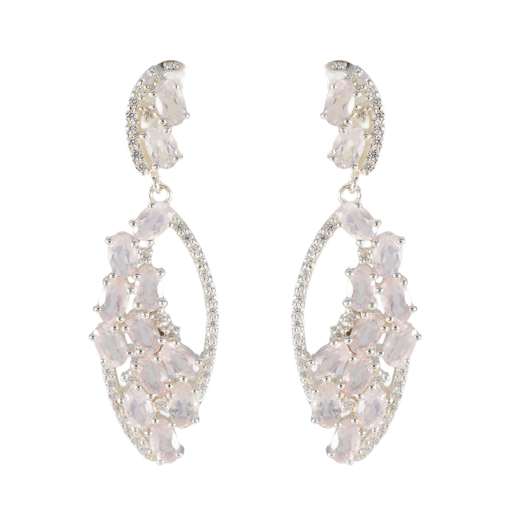 Rose-Quartz-American-Aiko-multiple-Stud-Pink-925-Silver-Earring