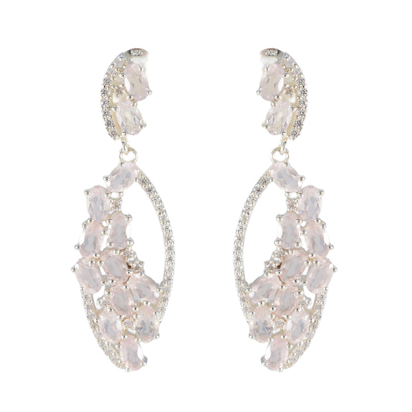 Rose-Quartz-American-Aiko-multiple-Stud-Pink-925-Silver-Earring