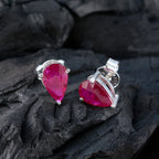 Ruby-French-Sakura-Solitaire-Stud-Red-Silver-Earring