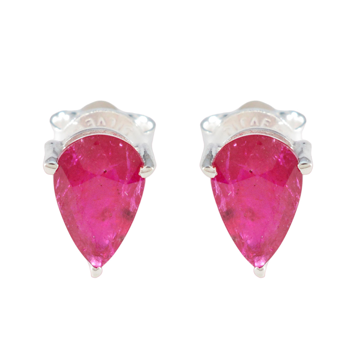 Ruby-French-Sakura-Solitaire-Stud-Red-Silver-Earring