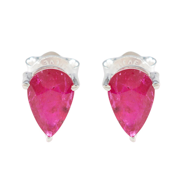 Ruby-French-Sakura-Solitaire-Stud-Red-Silver-Earring