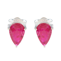 Ruby-French-Sakura-Solitaire-Stud-Red-Silver-Earring