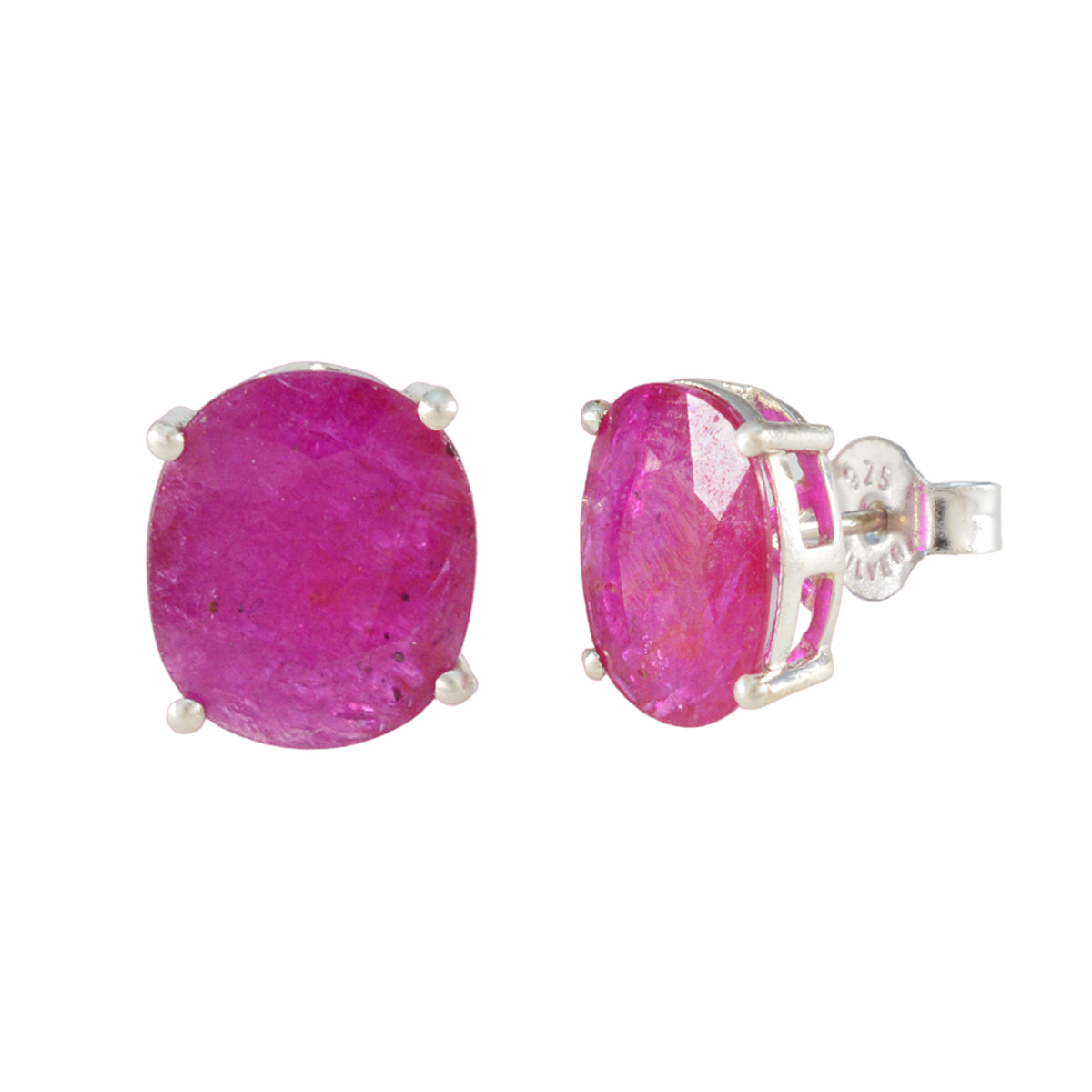 Ruby-Egyptian-Rosa-Solitaire-Stud-Red-92.5-Silver-Earring Huvudsaklig produktbild