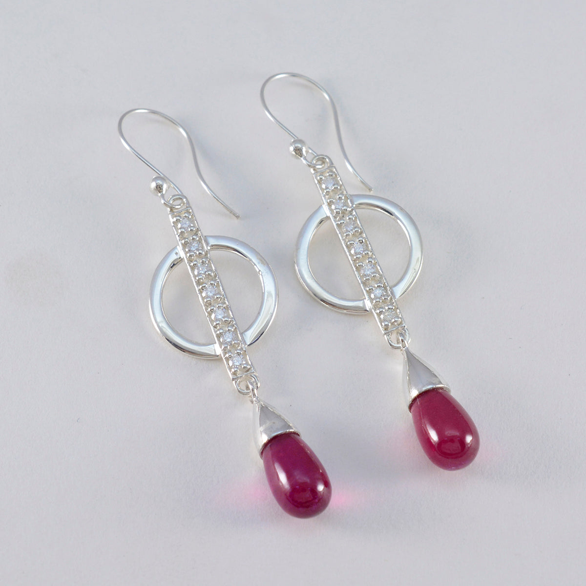 Ruby-CZ-American-Mei-multiple-Dangle-Red-Silver-Earring