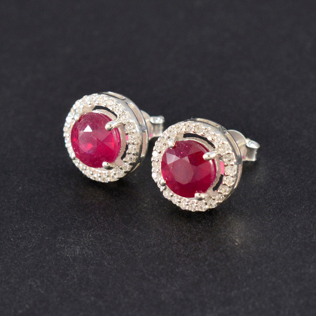 Ruby-CZ-American-Amanda-multiple-Stud-Red-Sterling-Silver-Earring