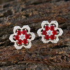 Ruby-CZ-American-Fernanda-multiple-Stud-Red-925-Silver-Earring