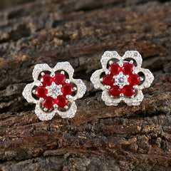 Ruby-CZ-American-Fernanda-multiple-Stud-Red-925-Silver-Earring