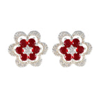 Ruby-CZ-American-Fernanda-multiple-Stud-Red-925-Silver-Earring