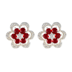 Ruby-CZ-American-Fernanda-multiple-Stud-Red-925-Silver-Earring