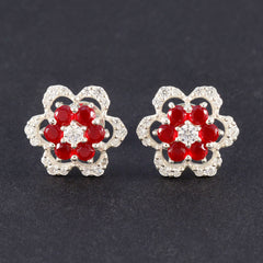 Ruby-CZ-American-Fernanda-multiple-Stud-Red-925-Silver-Earring