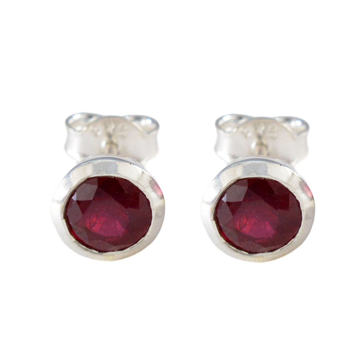 Ruby-CZ-American-Micaela-Solitaire-Stud-Red-92.5-Silver-Earring Главное изображение товара