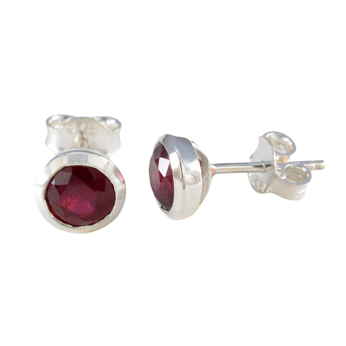 Ruby CZ American Micaela Solitaire Stud Red 92.5 Silver Earring Второстепенное изображение товара