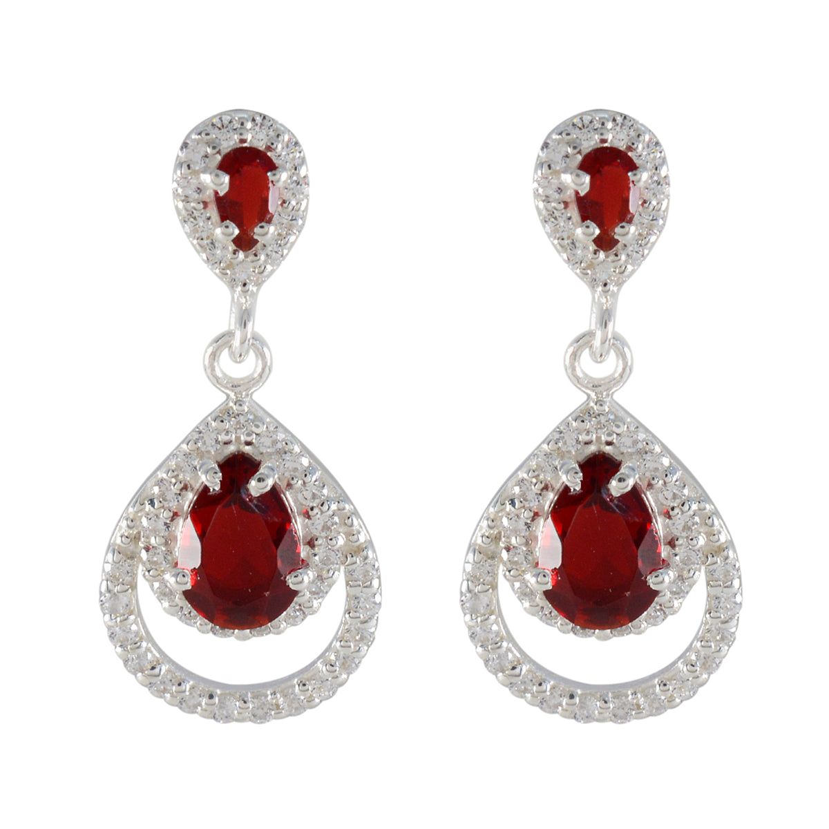 Ruby-CZ-German-Ying-multiple-Stud-Red-925-Silver-Earring