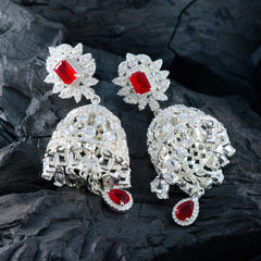 Ruby-CZ-Indian-Araya-multiple-Stud-Red-925-Sterling-Silver-Earring